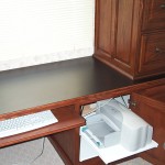 Storing a printer out of sight with handmade furniture from BK Woodworking